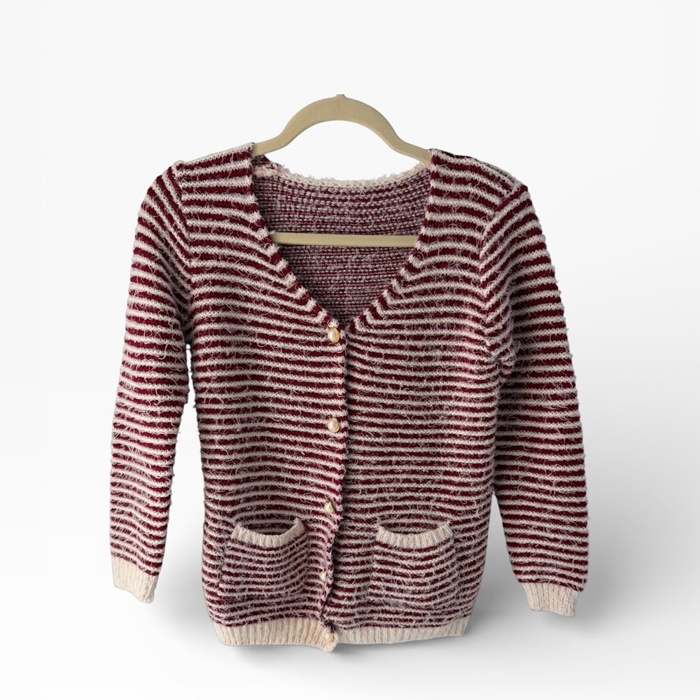 Hand Crafted Gorgeous Striped Cardigan Pockets Buttons Layer Work Travel Casual
